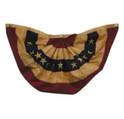NEW Embroidered Nylon Teastained Americana Flag Bunting 24" x 48"