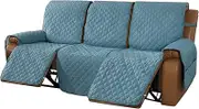 MeilleMaison Recliner Sofa Slipcover Couch Covers for 3 Cushion Couch, Non Slip Reclining Sofa Cover with Elastic Straps, Dogs, Pets (3 Seater, Blue/Beige) (MMCLKR03C11)
