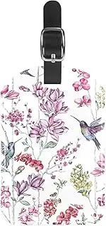 [WOSHJIUK] Luggage Tags,2 Pack Labels Suitcase Tags,Hummingbird Flower Plant,Luggage Tags Privacy Protection Travel Bag Tag