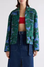 Dries Van Noten Embellished Open Front Jacket in Malachite at Nordstrom, Size Small
