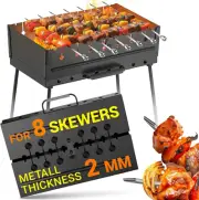Charcoal Grill for 8 Skewers Portable Barbecue 16.9"×11.8"×16.9" Kabob Camp Gril