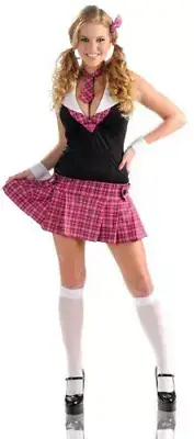 Delicious Sassy Scholar Costume, Pink/Black, Medium/Large NEW
