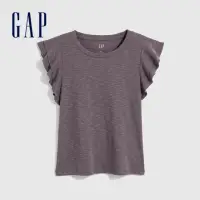 在飛比找momo購物網優惠-【GAP】女裝 羅紋高彈修身短袖T恤 女友T系列-暗紫色(6