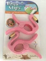 FLAMINGO Boca Clips Beach Towel Holders Set of 2 LRG BAG OR TOWEL CLIPS NEW