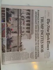 New York Times 2021 Jan 7 - TRUMP INCITES MOB Newspaper—great deal