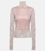 [Sportmax] Sportmax Fishnet embellished turtleneck top UK 6 pink