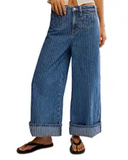 Free People Brette Cropped Wide Leg Jeans in Bittersweet
