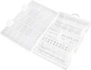 FELTECHELECTR Portable Battery Storage Case Organizer Transparent Hard Plastic Holder for AAA Aa C Durable Design with Compartments for Home and Travel