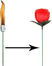 Torch to Rose Fire Magic Trick,Flame Appearing Flower Magician Toys,Illusions Gimmick Props for Girlfriend/Wedding Shows (5pcs)