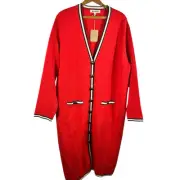 Boden Women’s Holly Longline Knit Jacket Cardigan Hot Pepper Size 16/18 XL Maxi