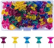 VAPKER Gaint Push Pins 100Pcs Large Multicolor Clear Push Pin Standard Thumb Tacks Plastic Head Pins with Steel Point Tacks Marking Pins for Bulletin Board Cork Board