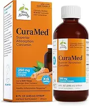 Terry Naturally CuraMed Syrup - 250 mg BCM-95 Curcumin, 8 fl oz - Promotes Healthy Inflammation Response, Supports Liver, Brain, Heart & Immune Health - Vegan, Non-GMO, Gluten-Free - 48 Servings