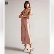 Ted Baker Esta Cold Shoulder Slip Midi Dress in Dusk Pink Size 2 US 6 NWT $395