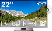 SYLVOX 22'' Smart RV TV, Built-in DVD Player, APP Store, 1080P Android 11 System, Support WiFi Bluetooth, 12V TV, 9-32V Wide Voltage Protection, Frameless Design