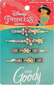 GOODY Bobby Pins - 4 Count, Disney Princess, Jasmine - Slideproof Rhinestone Bobbies - Hair Accessories for Men, Women, Boys & Girls - Style With Ease & Keep Your Hair Secured - For All Hair Types