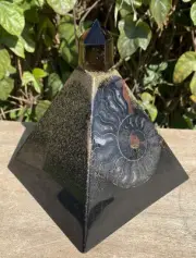 Large Orgone Energy Ammonite Crystal Pyramid EMF Protection Orgone Pyramid