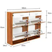 Sarantino 24 Pairs Shoe Cabinet Rack Storage Cupboard Organiser Shelf Walnut Dra