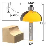1/2" Radius Cove Edge Forming Router Bit - 1/4" Shank - Yonico 13155q