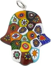 [Glass Of Venice] GlassOfVenice Murano Glass Millefiori Hamsa Pendant - Multicolor