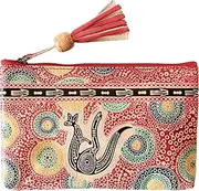 [Generic] Aboriginal Purse, Vanity Case - Kangaroo in Summer Flowers, Red - Australia, Indigenous, Makeup Bag, Coin Purse, Wallet, Aboriginal Art