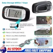 Digital Walking Pedometer 3D Step Counter Distance Calorie Counter Running Black