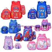 Spider-Man Frozen Cars Backpack Pencil Case Lunch Box Set School Bag Travel 3PCS