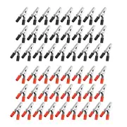50Pcs Electrical Test Clamps Metal Alligator Crocodile Clips Red Black Handle