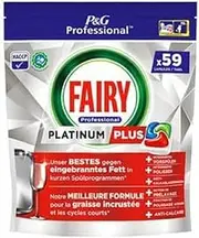 Fairy Professional Platinum Plus Dishwasher Tabs, 59 Washes, Excellent Cleaning Solution for Burnt on Grease and Short Programs, HACCP Compliant