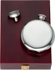 NIB Lenox Gorham That's Entertainment 2-Piece Round Flask Set, Wooden Caddy 5oz