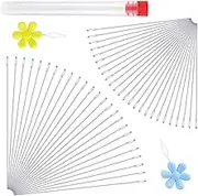 LUNARM 50 Pcs Beading Needles - 2 Sizes Seed Beads Needle, Extra Fine Thin Big Eye Long Straight Hand Sewing Needles With 2 Threaders