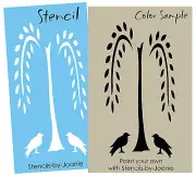 12" x 24" Stencil 20" tall Willow Tree Crows Folk Art Wall Family Home DIY Signs