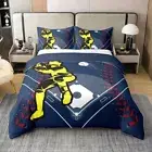 Bedding Set Super King Size Kids Baseball Player Comforter Cover Set for Boys