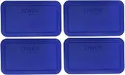 Pyrex 7214-PC 4.8 Cup Cadet Blue Lids- 4 Pack Made in the USA
