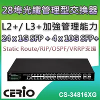 在飛比找PChome24h購物優惠-CERIO智鼎【CS34816XG】4埠SFP+10Giga