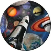 Space Blast 9 Inch Paper Plates 8 Pack Outer Space Science Party Tableware