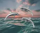 10 pcs Dolfin Fish 3D Spacer Beads Ocean Sea Life Steel Alloy Silver 23x19mm
