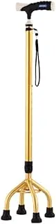 Lightweight 4-Legs Walking Stick for Men and Women, Golden Aluminum Alloy Walking Cane with LED Light Adjustable Heights for Elderly Disabled and Handicapped Users