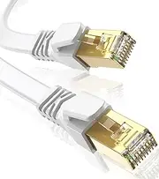 CAT 8 Ethernet Cable 3M, SWECENT High Speed 40Gbps 2000MHz Indoor & Outdoor PVC Network Internet LAN SFTP CAT8 Patch Cord with Gold Plated RJ45 Connector for Gaming, Router - White
