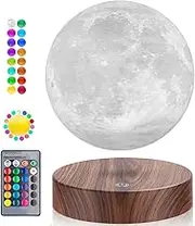 Magnetic Levitating Moon Lamp Floating and Spinning 3D Printing LED Moon Lamp 16 Colors Modes Magnetic Levitation Lunar Night Lights for Home Office Room Table Decoration Cool Gifts