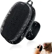 Face Scrubber, Silicone Face Scrubber for Men, Facial Cleansing Brush Silicone Face Wash Brush Manual Waterproof Cleansing Skin Care Face Brushes for Cleansing and Exfoliating (Black, One size)