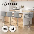 Artiss 4x Bar Stools Kitchen Counter Stool Gas Lift Linen w/Armrest Grey