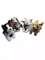 Ty Beanie Babies Lot of 4 Unique HTF DOGS Sport, Tiny, Bo, Kirby Imaginary Tags