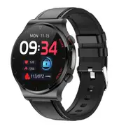 1.32 Inch Leather Smart Watch With Health Monitoring: Ecg Bp Temperature Black Smart Watches
