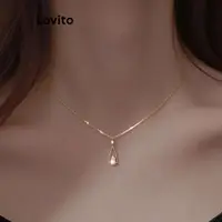 在飛比找蝦皮商城優惠-Lovito 優雅平鏈水鑽水滴法式氣質女項鍊 LFA0962