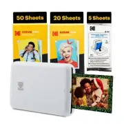 Kodak Step Mobile Instant Photo Printer 2x3" White, Photo Paper 75 Sheets Bundle