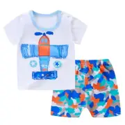 Boys Toddler White Multi Plane Print T-shirt & Matching Elasticated Waist Shorts