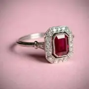 2.00Ct Emerald Cut Lab Created Ruby Wedding Ring 14K White Gold Plated