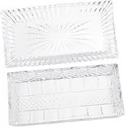 KICHOUSE 1pc Rectangular Glass Butter Plate with Lid Elegant Food Storage Container for Home Design for and Celebrations