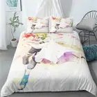 Linen Queen/Single/Double/King Bed Quilt Doona Duvet Cover Set White Anime