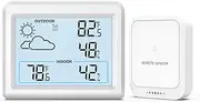 Digital Thermometer Hygrometer, Wireless Weather Station with Sensor, Indoor Outdoor Temperature Humidity Monitor with Weather Forecast, Max/Min Value, Backlight, for Home, Office